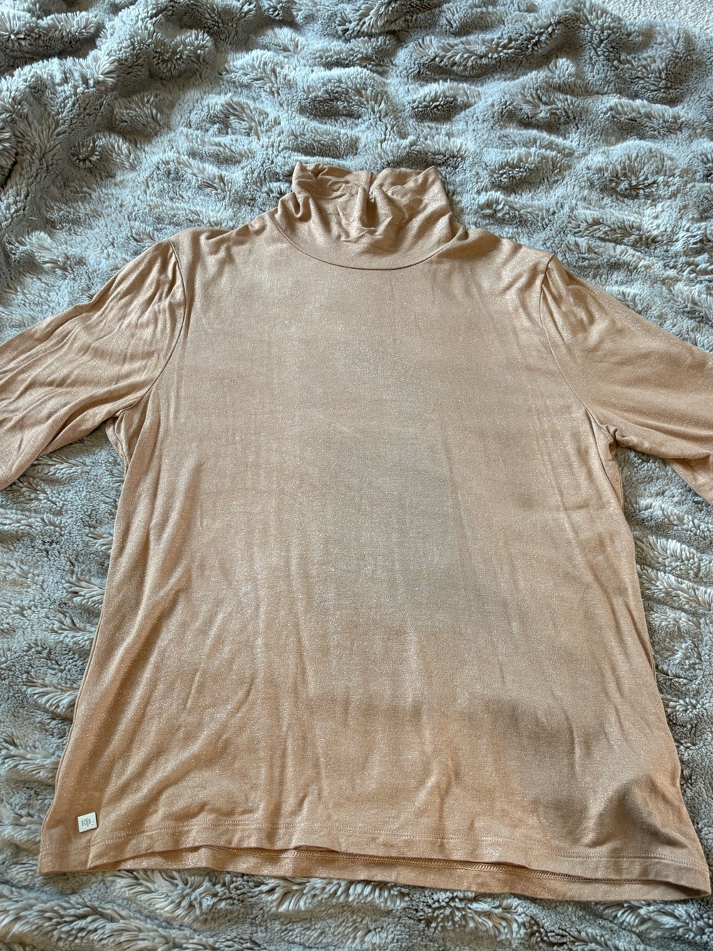 Lauren Ralph Lauren Short-Sleeve Shimmer Turtle Neck Top